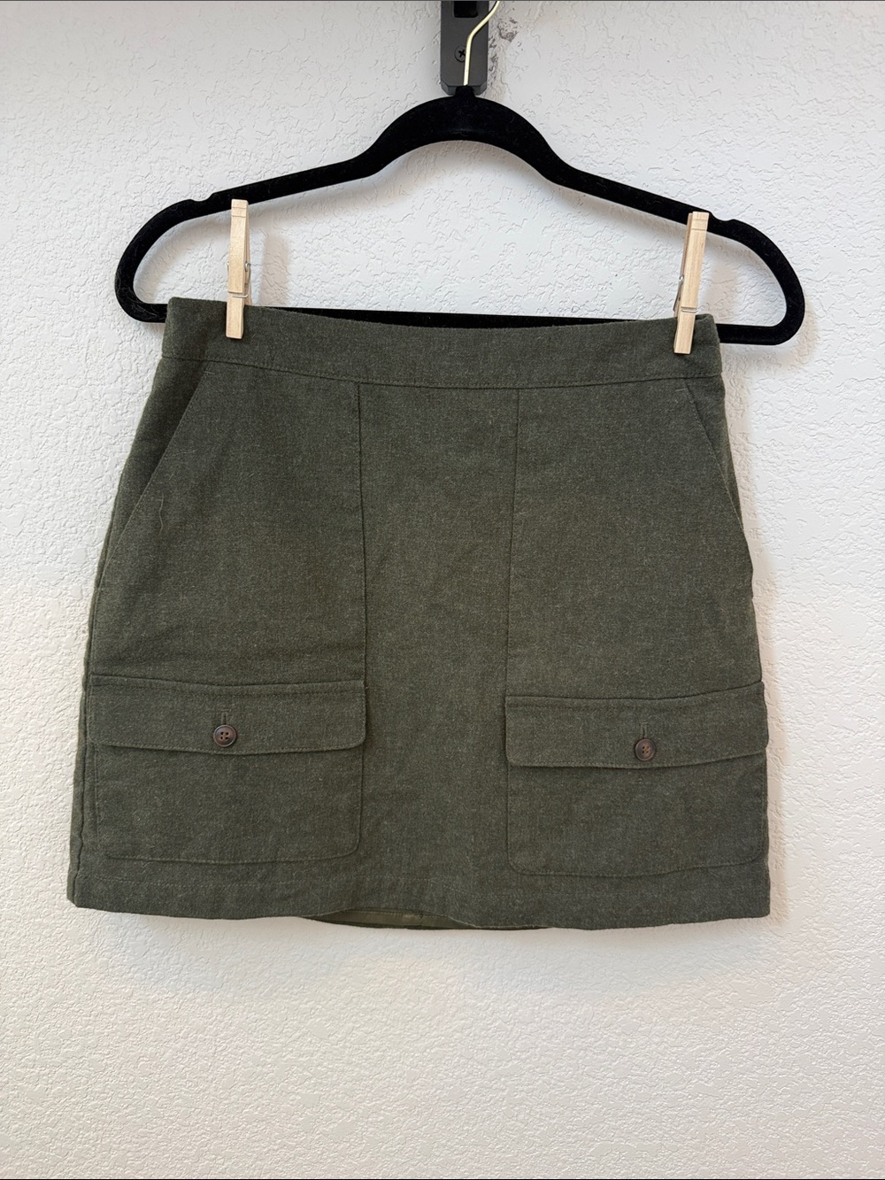 Madewell Olive Wool Utility Mini Skirt- Size 4